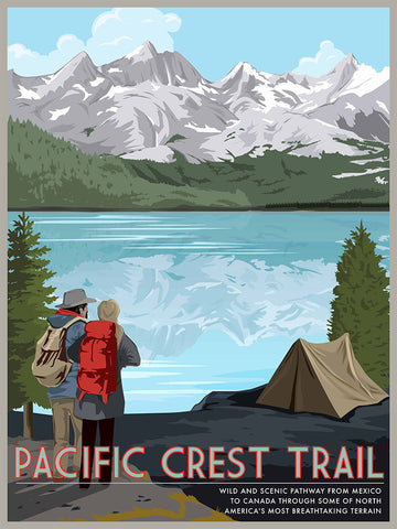 Pacific Coast Trail Retro Poster 