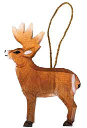 Carved Wood Deer Ornament with Regional Name Drop