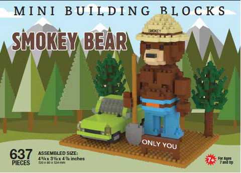 Mini Building Block Smokey Bear with Jeep